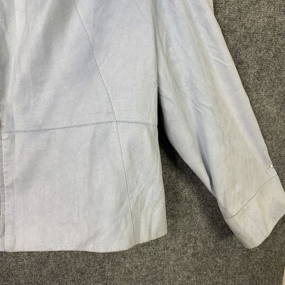 Talbots Suede Cloth Zip Front Jacket Blue Lined Shoulder Pads Size 20 - Picture 5 of 15